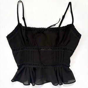 NWT Molly Green Women’s Small Black Crop Tank Top Zola Lace Trim Peplum